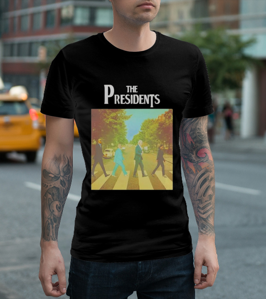 The Presidents Obama Hillary Biden Harris Abbey Road Crossing T-Shirt