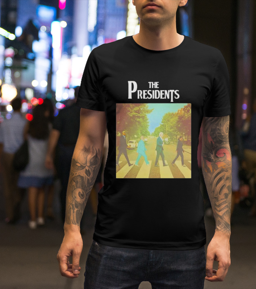 The Presidents Obama Hillary Biden Harris Abbey Road Crossing T-Shirt