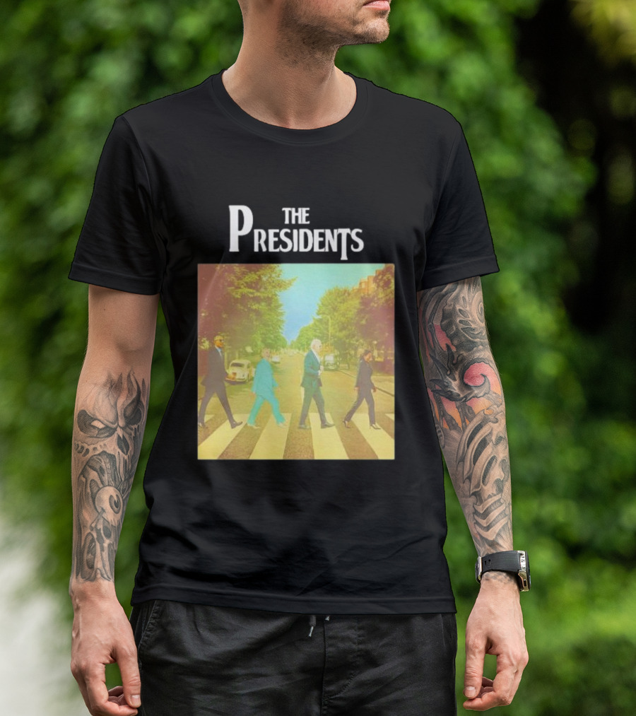 The Presidents Obama Hillary Biden Harris Abbey Road Crossing T-Shirt