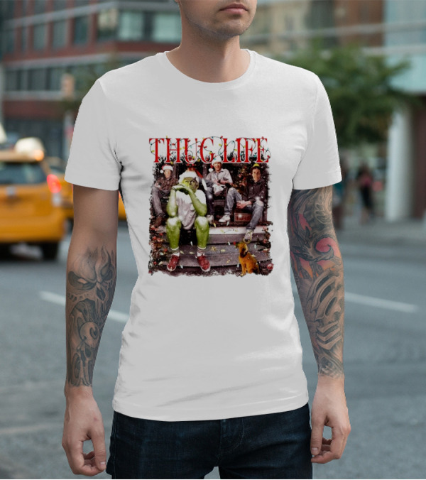 Thug Life Grinch Friends Christmas Dog Scene T-Shirt
