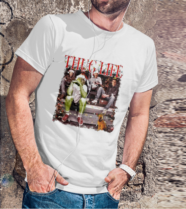 Thug Life Grinch Friends Christmas Dog Scene T-Shirt