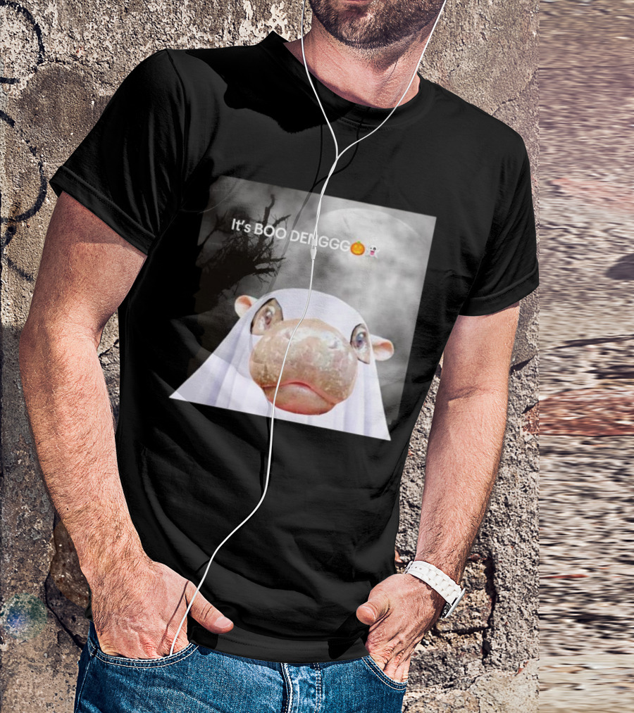 It’s BOO DENGGG Hippo Ghost Halloween Moon Tree T-Shirt