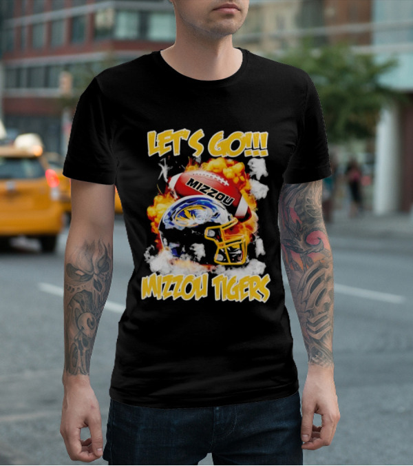 LET'S GO MIZZOU TIGERS FOOTBALL HELMET FIREBALL T-Shirt