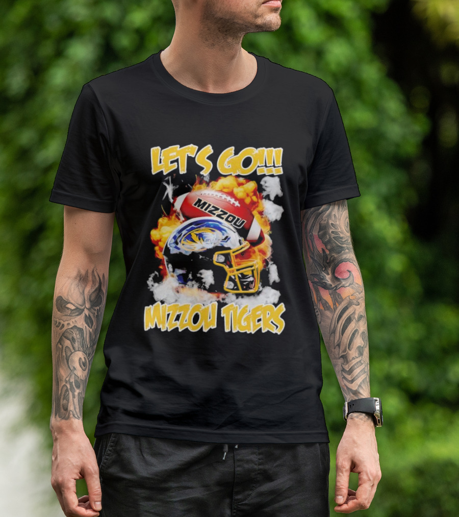 LET'S GO MIZZOU TIGERS FOOTBALL HELMET FIREBALL T-Shirt