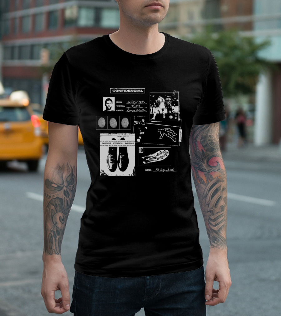 Confidencial Messi Case Files Evidence Report Crime Investigation Football Icon Footprint Fingerprints T-Shirt