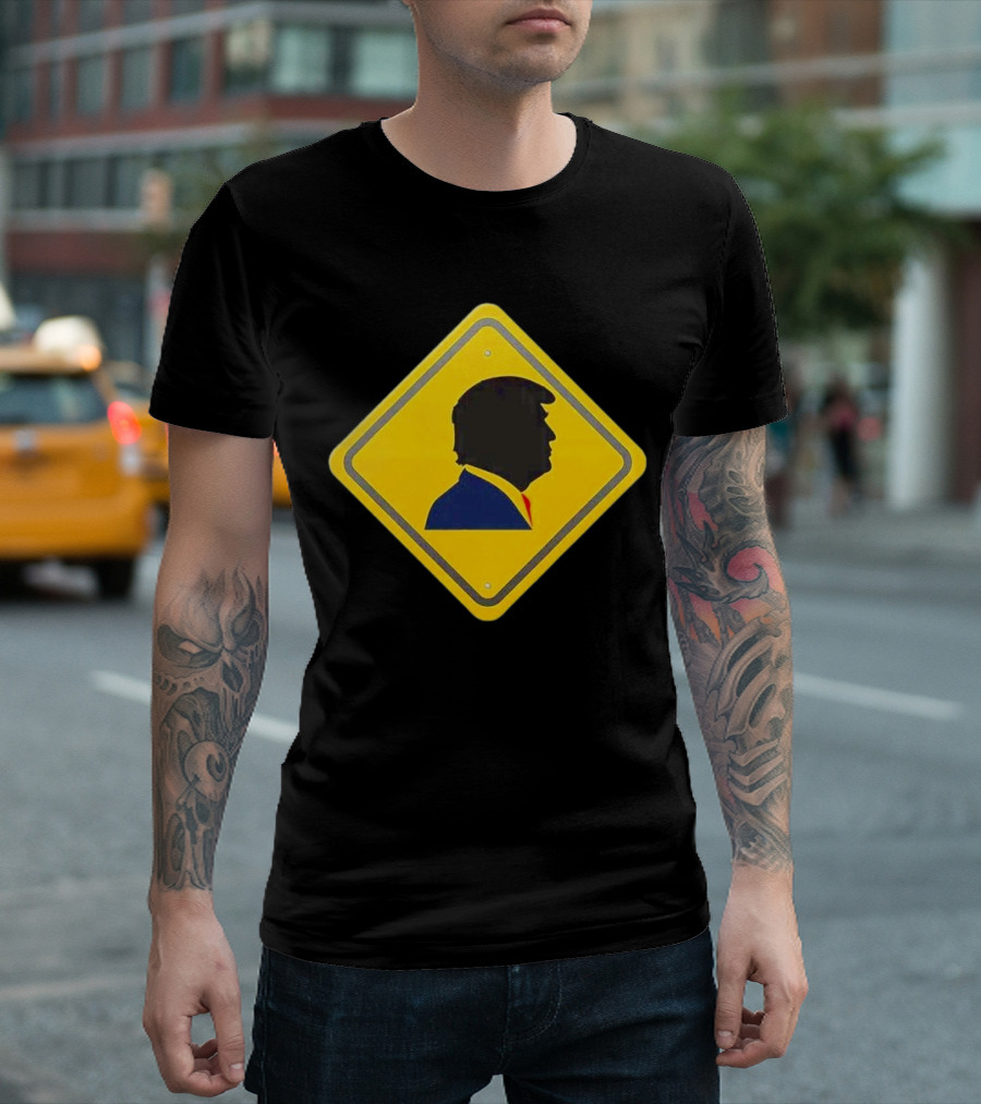 Trump Silhouette Road Yield Sign T-Shirt