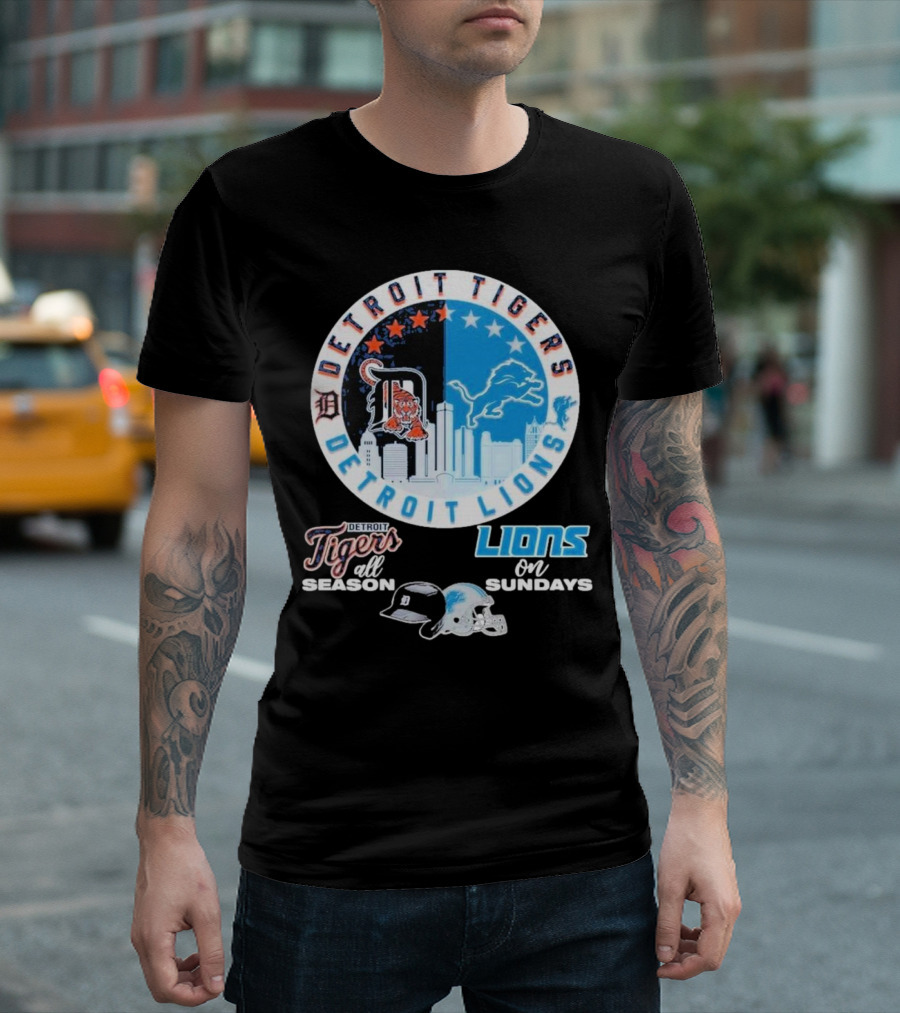 Detroit Tigers Detroit Lions All Season On Sundays T-Shirt