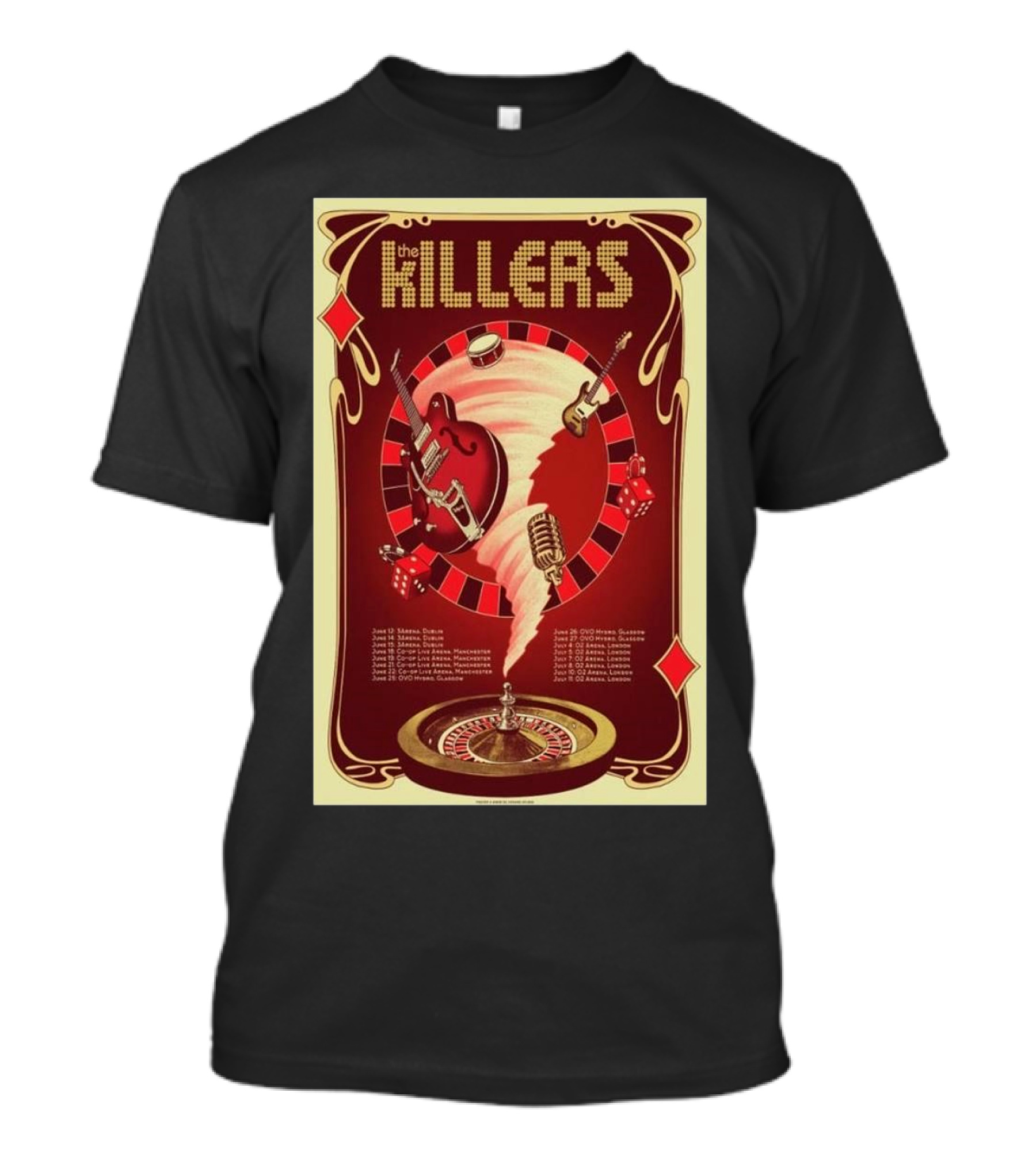 The Killers 2024 Rebel Diamonds Europe Tour Casino Roulette T-Shirt
