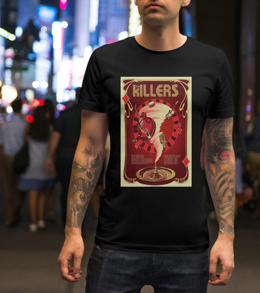 The Killers 2024 Rebel Diamonds Europe Tour Casino Roulette T-Shirt