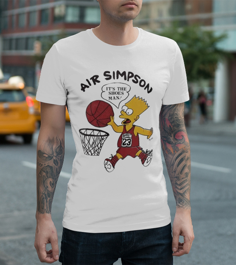 Bart Simpson Air Bart It's the Shoes Man Basketball Parody 23 Jersey Dunk T-Shirt