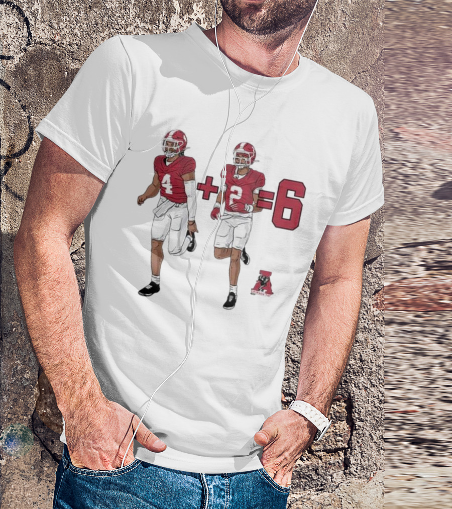 Alabama Crimson Tide Ryan Williams Jalen Milroe 4 + 2 = 6 Cartoon Football Players T-Shirt