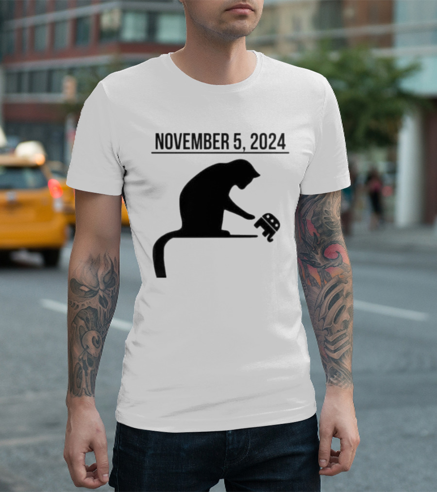 Cat Lady Knocking Republican Elephant November 5 T-Shirt