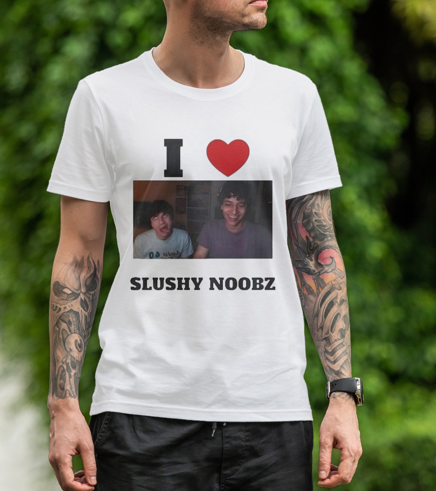 I Love Slushy Noobz Funny Duo Smiling Photo T-Shirt