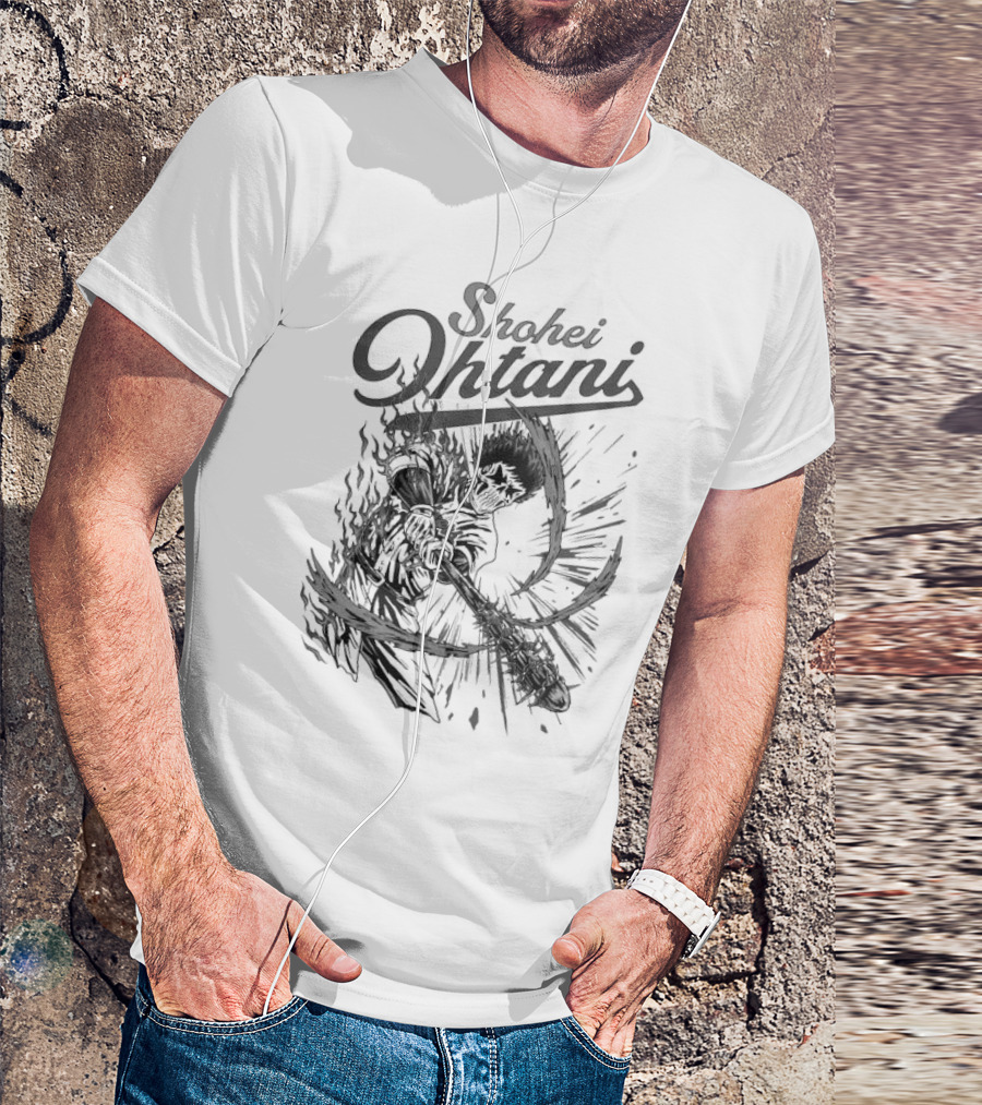 Shohei Ohtani Skeleton Manga Black And White Dynamic Action T-Shirt