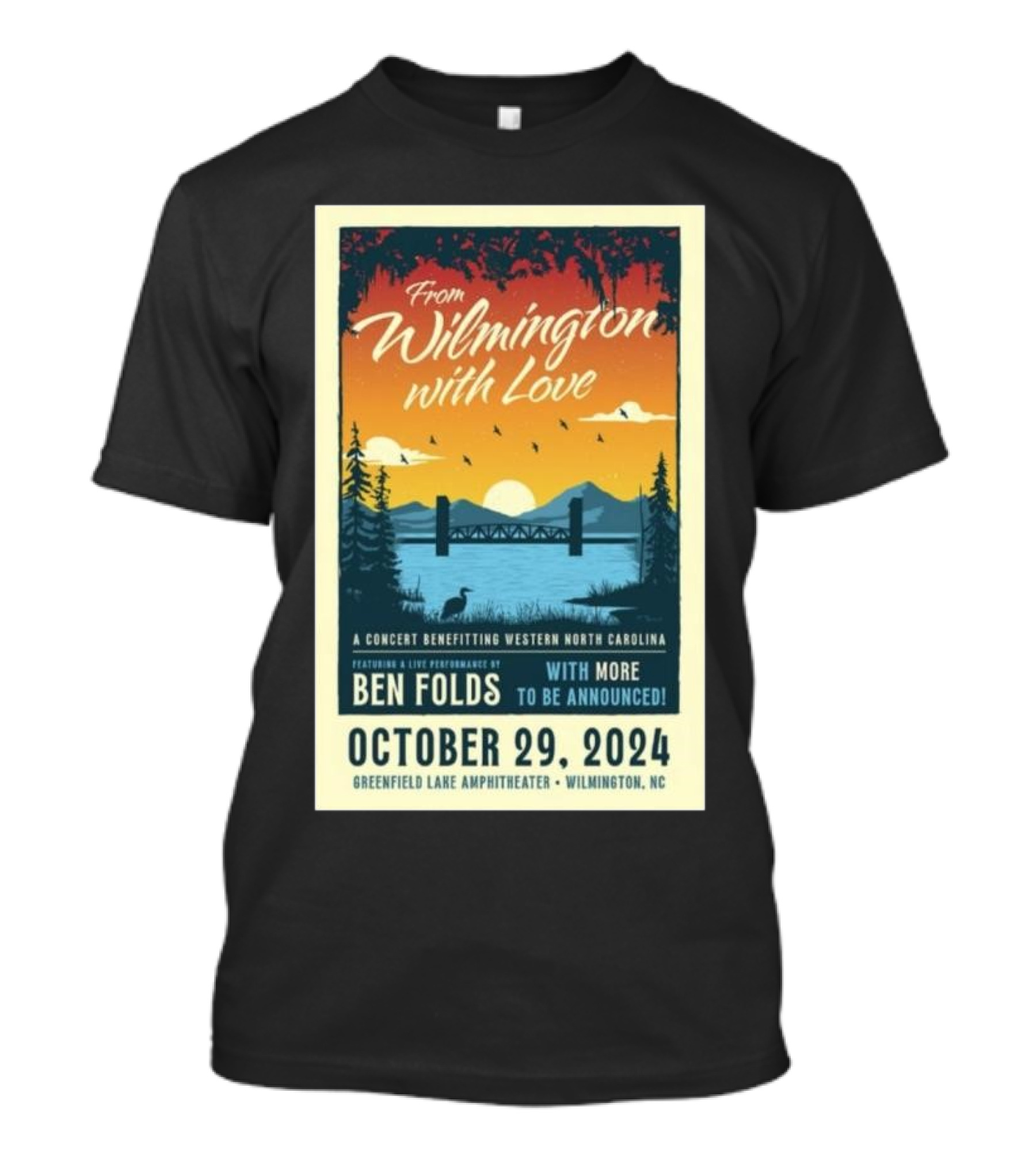 Ben Folds Concert From Wilmington With Love October 29 2024 Greenfield Lake Amphitheater NC T-Shirt
