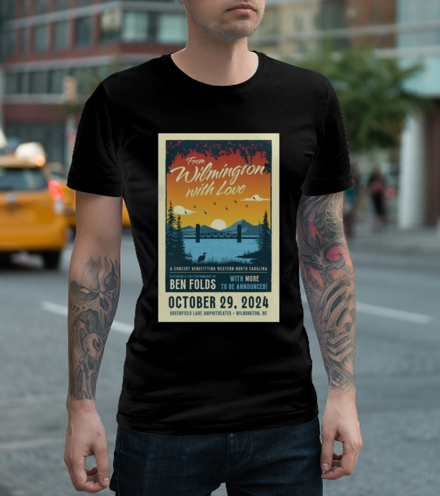 Ben Folds Concert From Wilmington With Love October 29 2024 Greenfield Lake Amphitheater NC T-Shirt