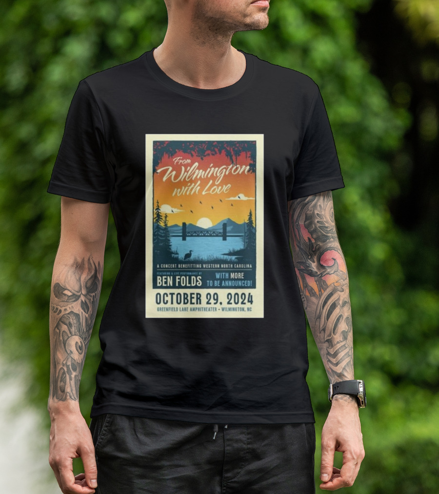 Ben Folds Concert From Wilmington With Love October 29 2024 Greenfield Lake Amphitheater NC T-Shirt