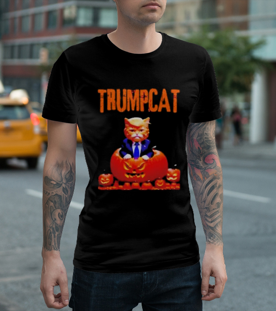 Trump Cat Pumpkin Halloween T-Shirt