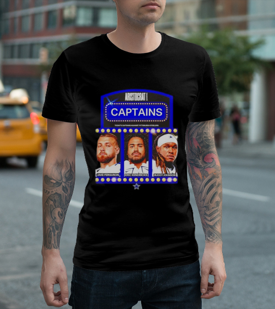 ARISTOCRAT CAPTAINS Dallas Cowboys Jake Ferguson Eric Kendricks Buddy Johnson Against Pittsburgh Steelers T-Shirt
