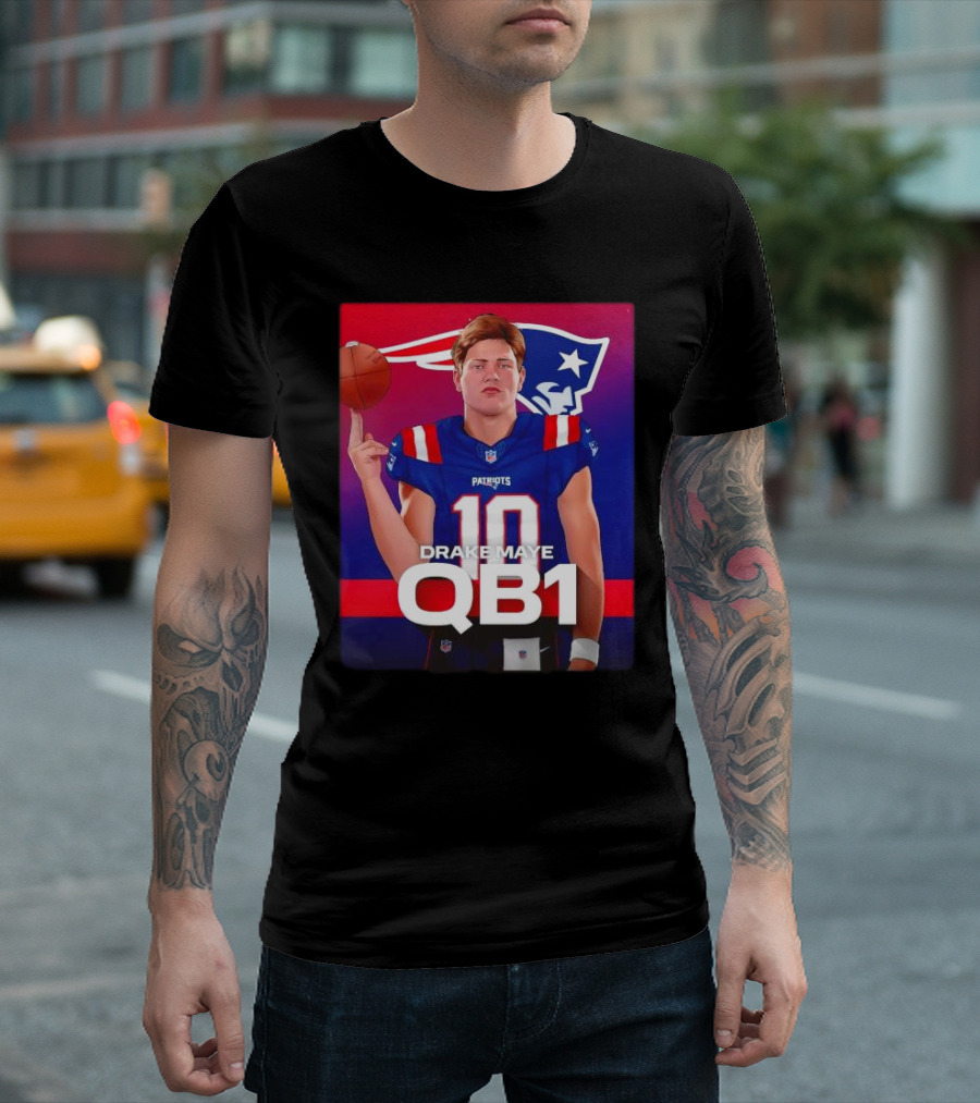 Drake Maye QB1 Era New England Patriots 10 Patriots T-Shirt