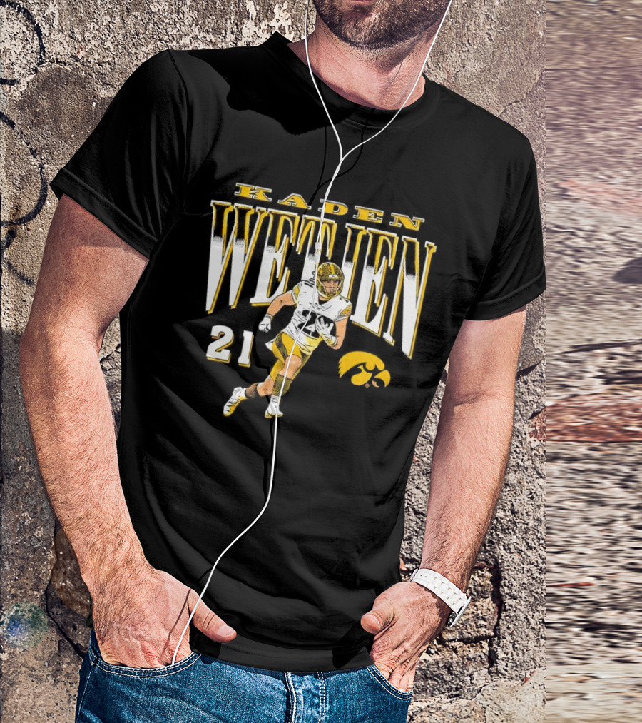 Kaden Wetjen Iowa Hawkeyes 21 Player Cartoon T-Shirt