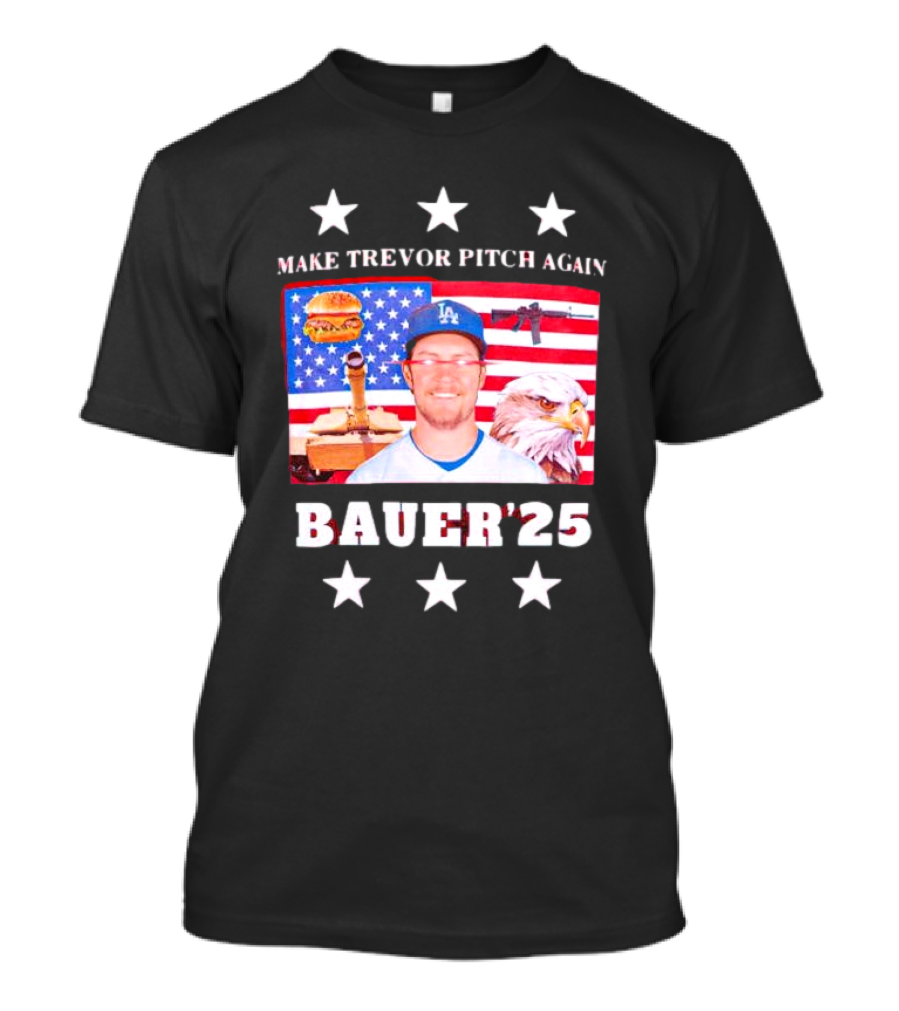 Make Trevor Pitch Again Bauer '25 American Patriot Iconography T-Shirt