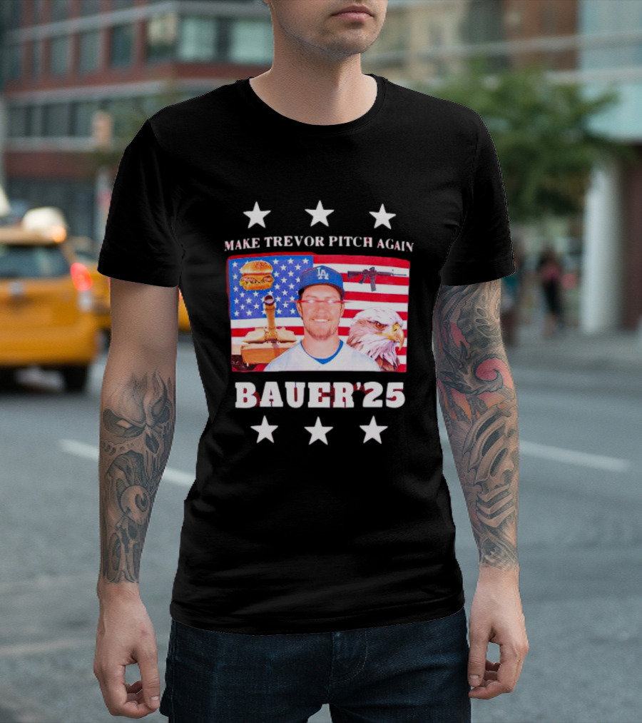 Make Trevor Pitch Again Bauer '25 American Patriot Iconography T-Shirt