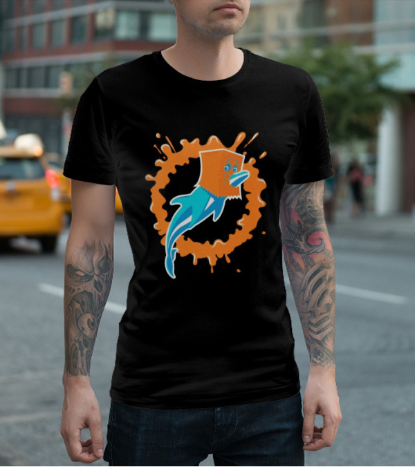 Paper Bag Dolphin Miami Dolphins Fan Humor NFL Sports Team T-Shirt