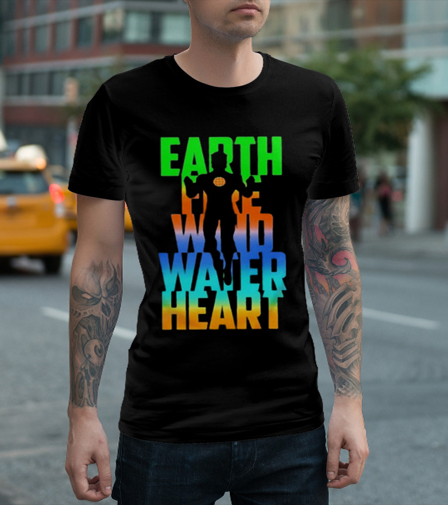 Earth Fire Wind Water Heart Captain Planet T-Shirt