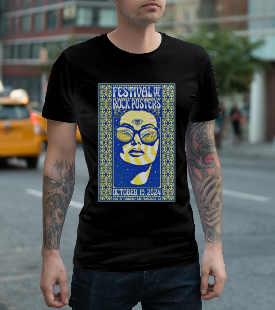 Festival Of Rock Posters October 19 2024 Hall Of Flowers San Francisco CA Psychedelic Eye Sunglasses T-Shirt
