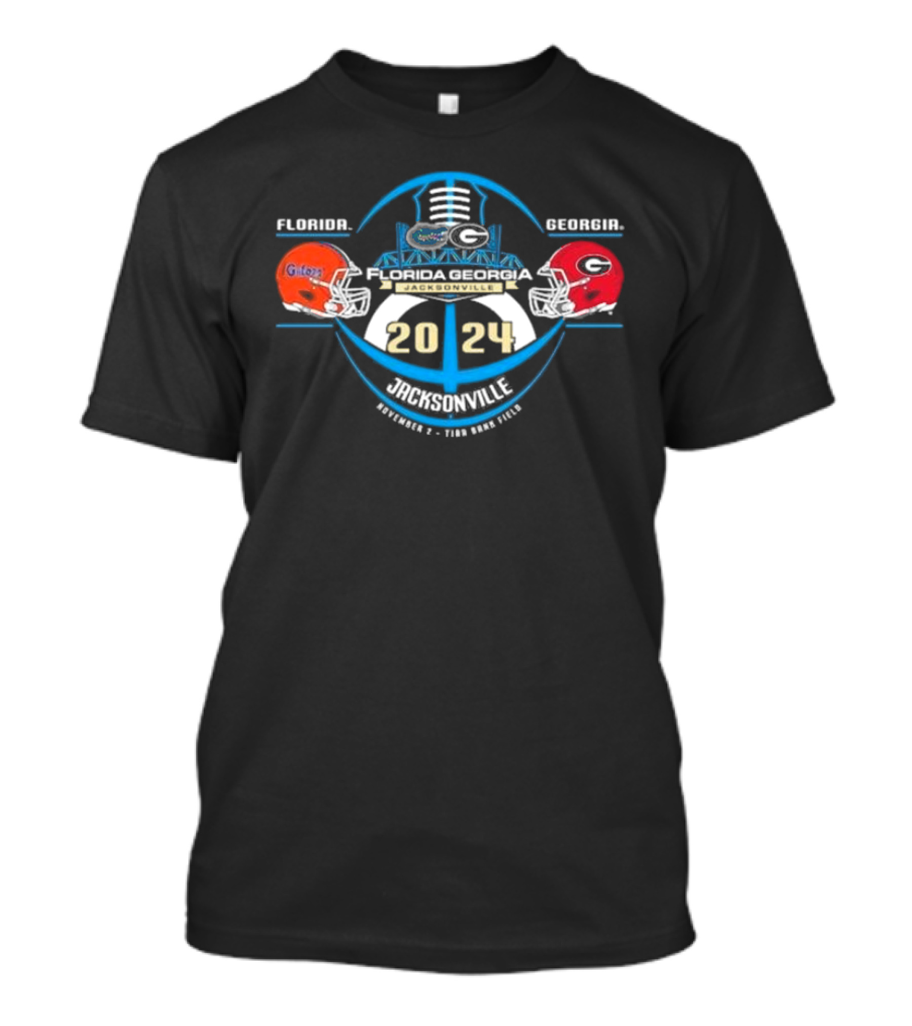 Florida Gators Georgia Bulldogs 2024 Jacksonville November 2 TIAA Bank Field Football Helmets T-Shirt