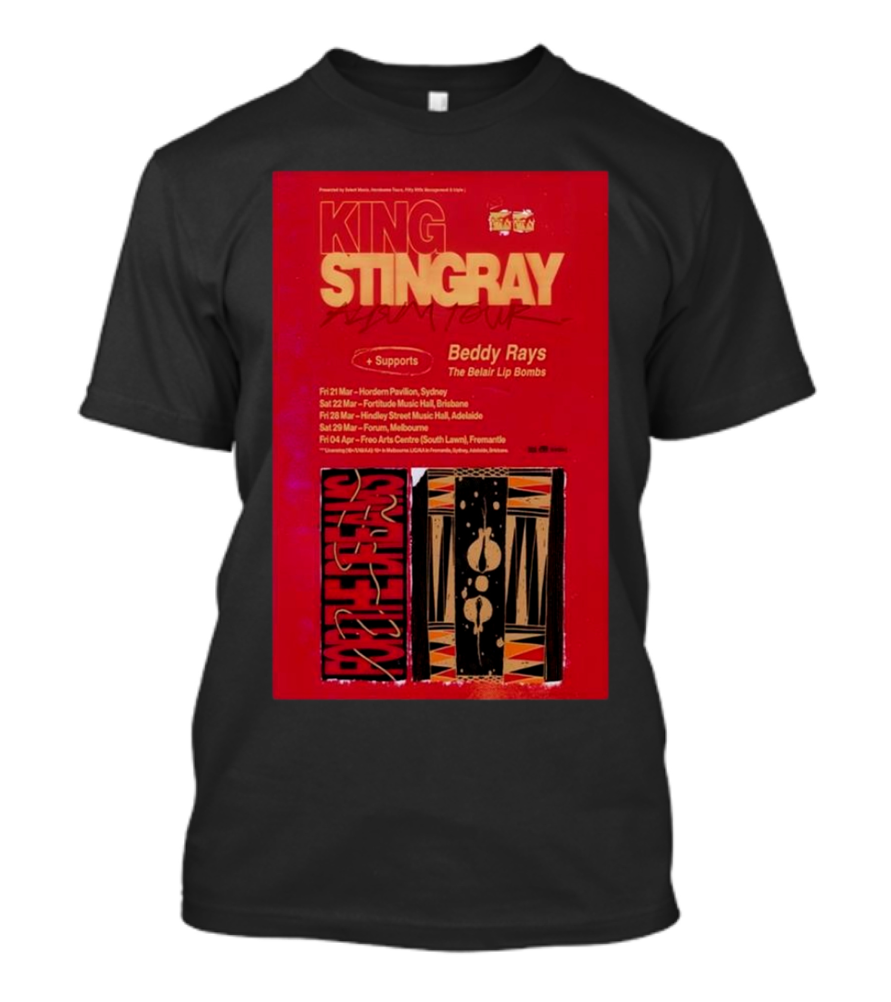 King Stingray 2025 Album Tour March April With Beddy Rays And The Belair Lip Bombs T-Shirt