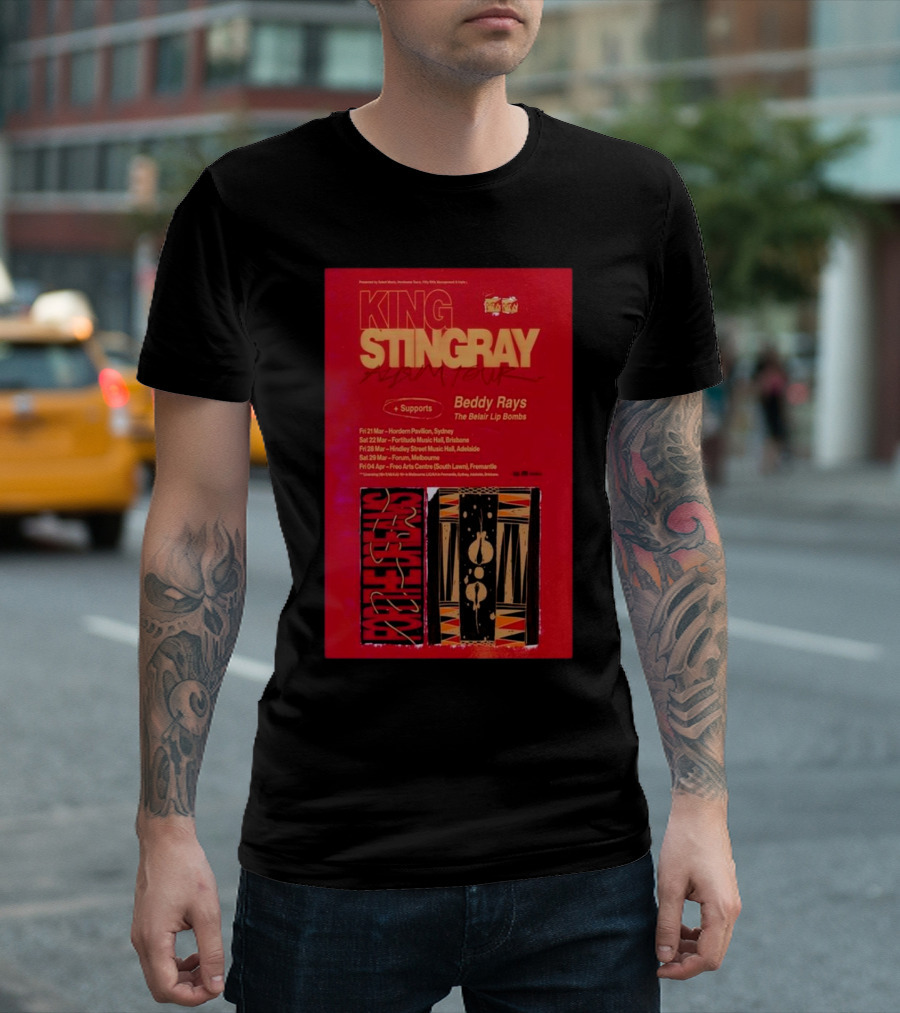 King Stingray 2025 Album Tour March April With Beddy Rays And The Belair Lip Bombs T-Shirt