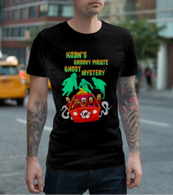Korn Groovy Pirate Ghost Mystery Band In Red Van With Creepy Specters T-Shirt