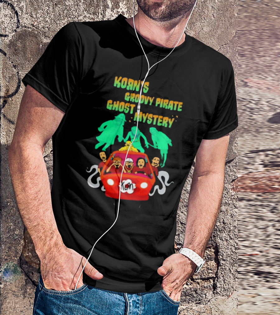 Korn Groovy Pirate Ghost Mystery Band In Red Van With Creepy Specters T-Shirt