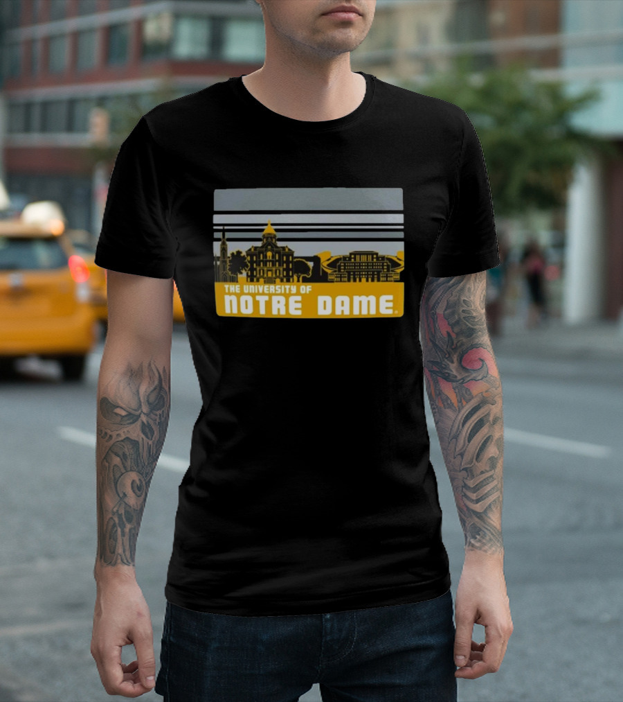 The University of Notre Dame Fighting Irish Striped Campus Skyline T-Shirt