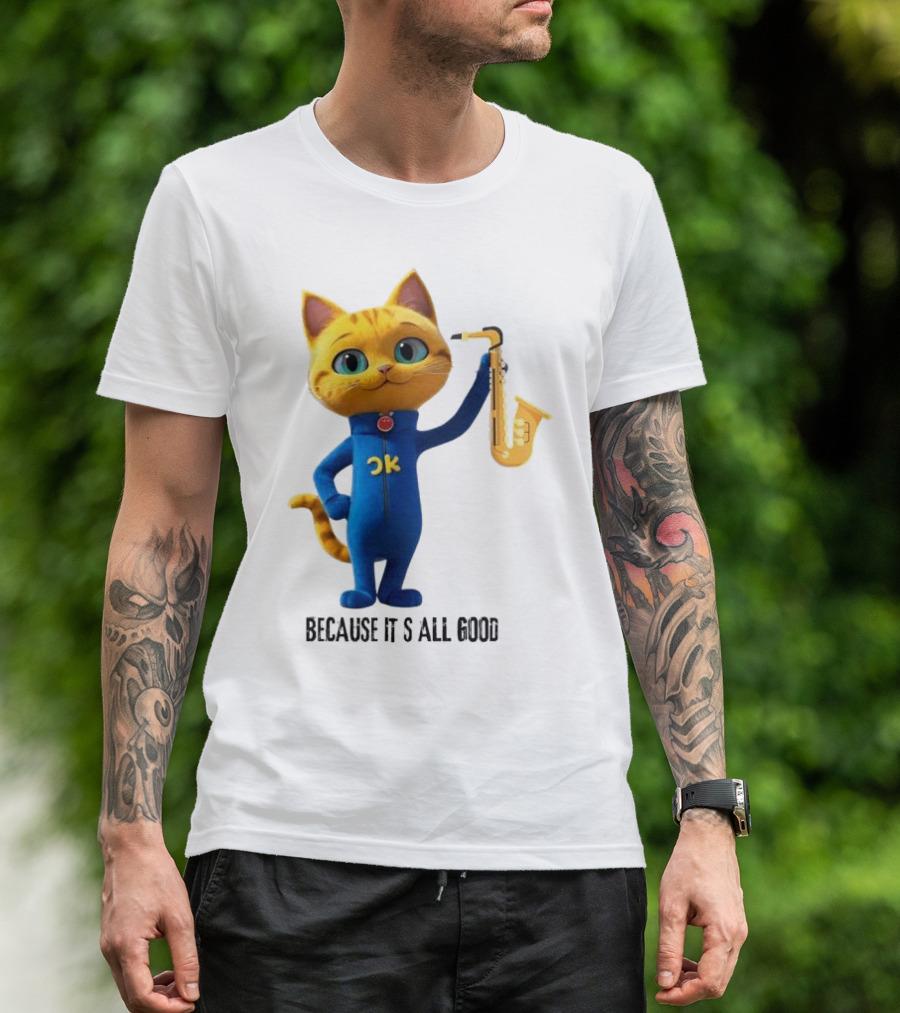 Pete The Cat With Saxophone Because It's All Good T-Shirt