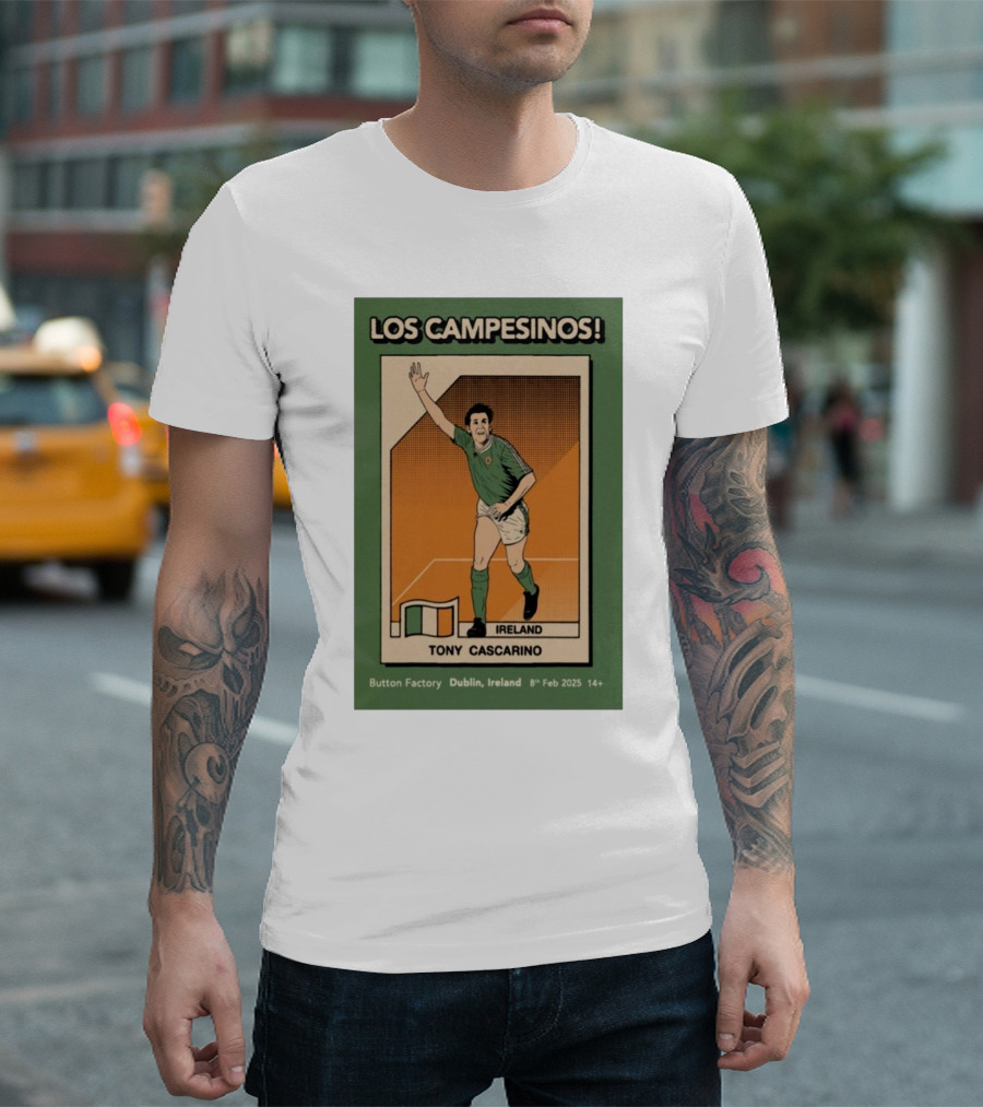 Los Campesinos Dublin Show Featuring Ireland Tony Cascarino Card at Button Factory February 8 2025 T-Shirt