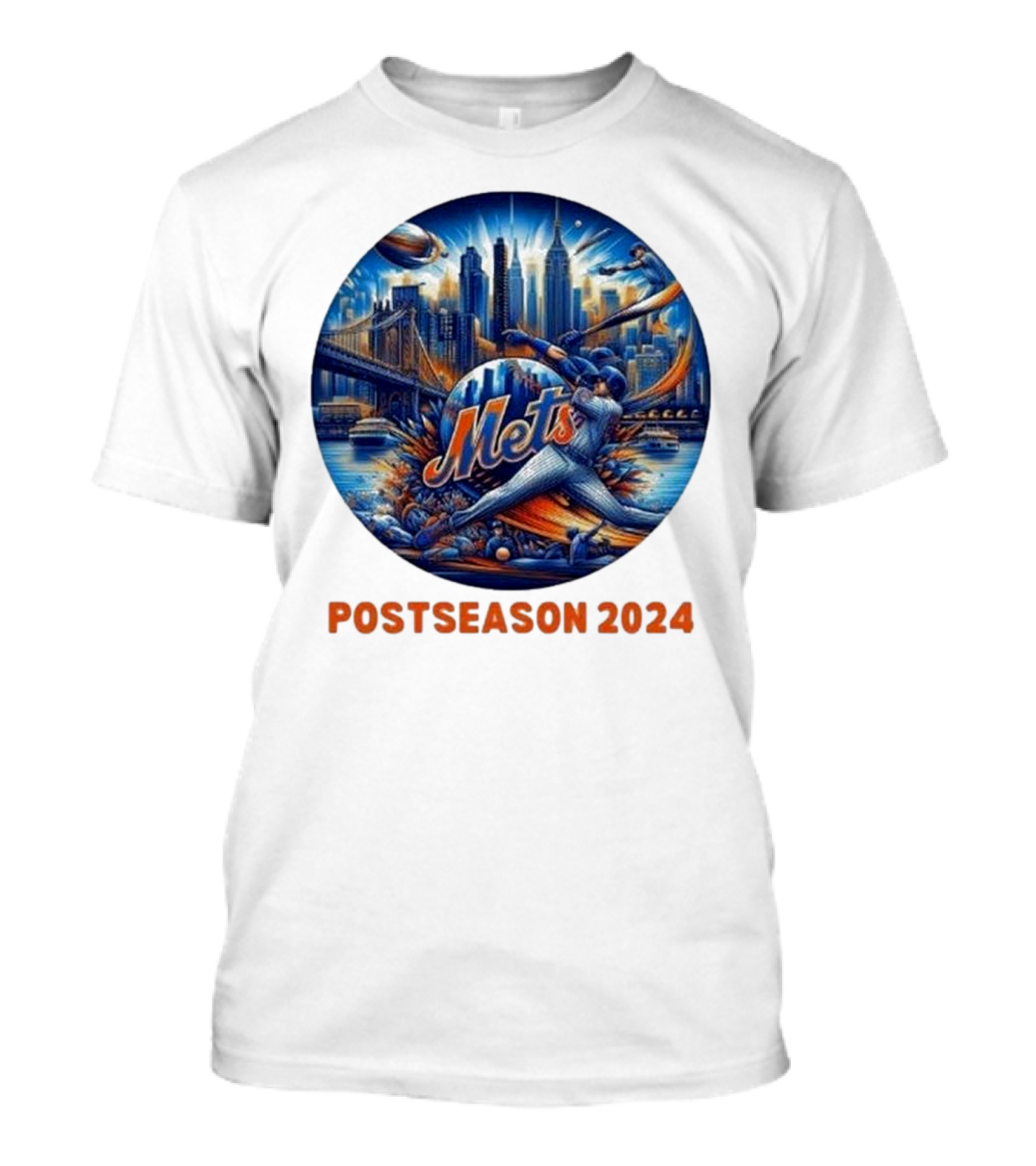 New York Mets Postseason 2024 Baseball Skyline Action T-Shirt