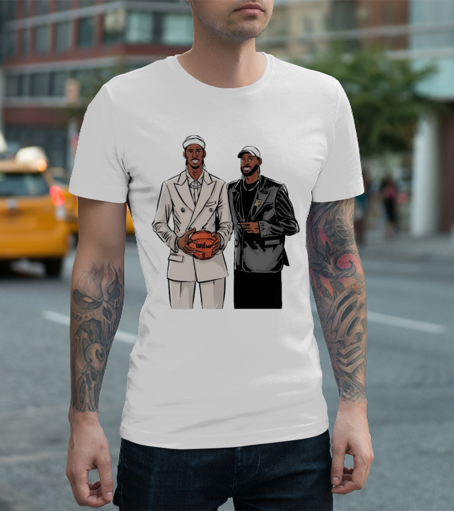 Alex and Olivier Sarr Brothers OKC Thunders Cartoon Wilson Basketball T-Shirt