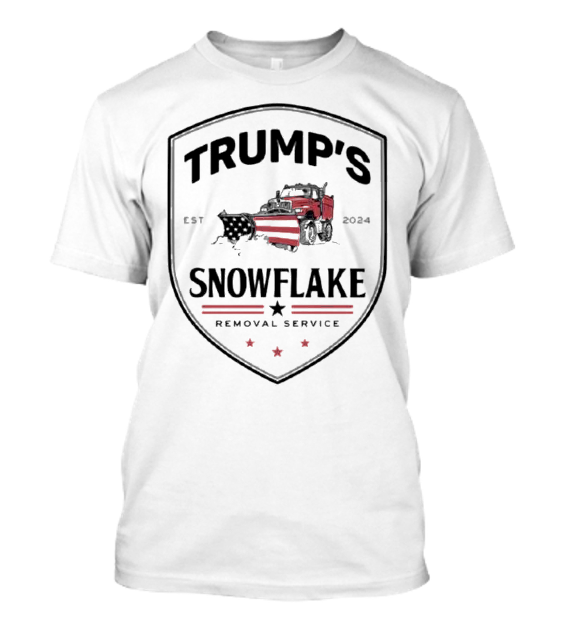 Trump's Snowflake Removal Service Established 2024 Shield With Stars And Patriot Truck T-Shirt