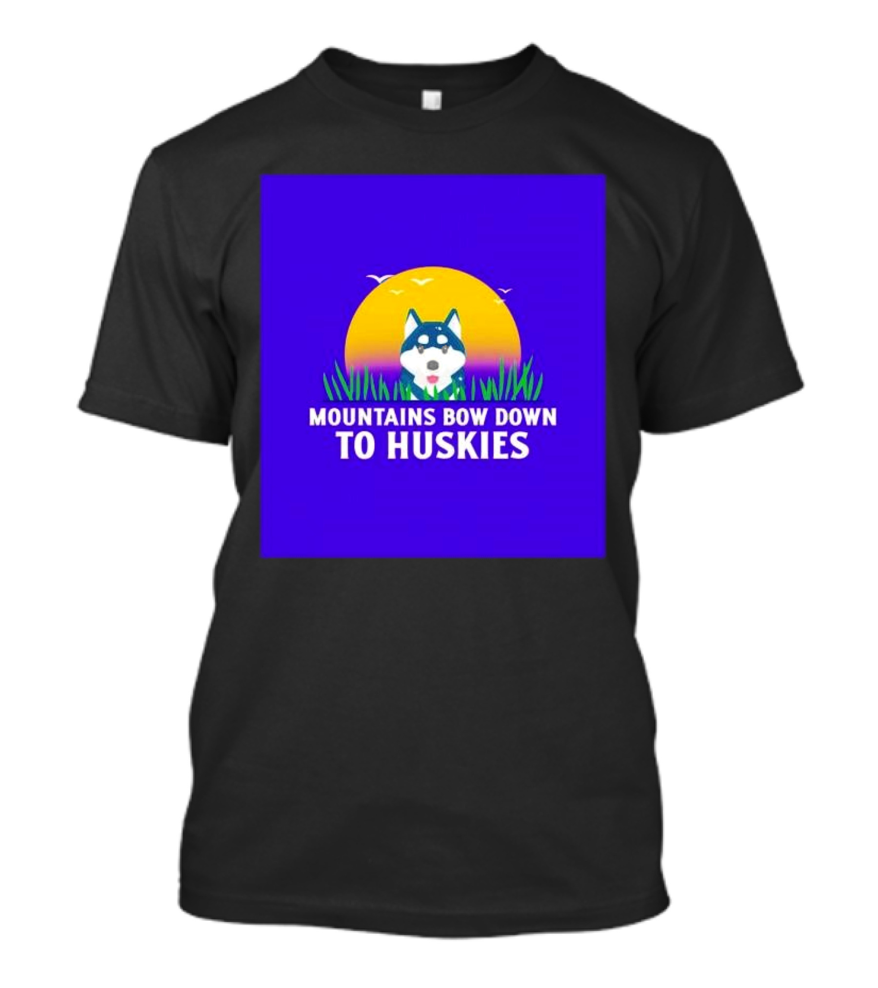 Mountains Bow Down To Huskies Sunset Scene T-Shirt