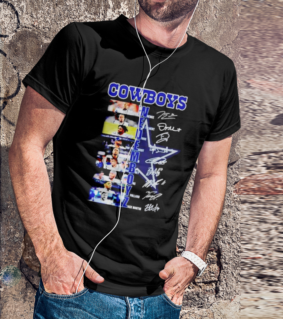 COWBOYS WE DEM BOYZ Dak Prescott DeMarcus Lawrence Trevon Diggs Brett Maher Tony Pollard CeeDee Lamb Zack Martin Dallas Players Signatures T-Shirt