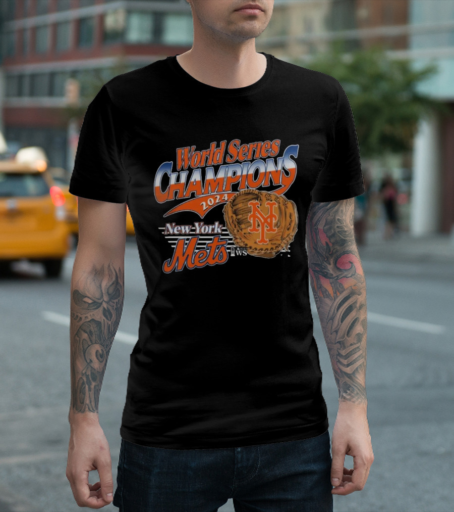 New York Mets World Series Champions 2024 Champions Baseball Glove T-Shirt