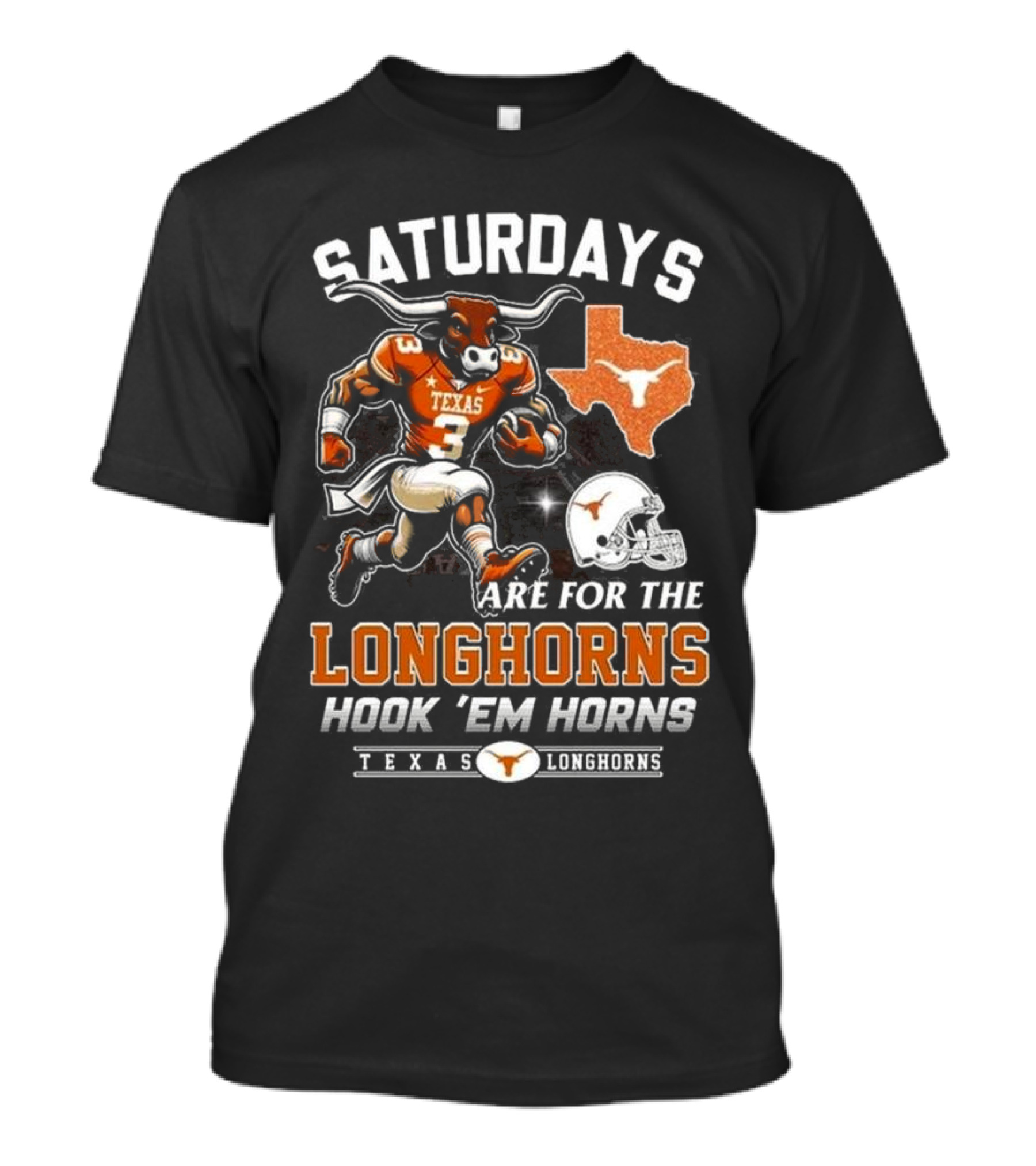 Texas Longhorns Saturdays Are For The Longhorns Hook 'Em Horns Mascot Map T-Shirt