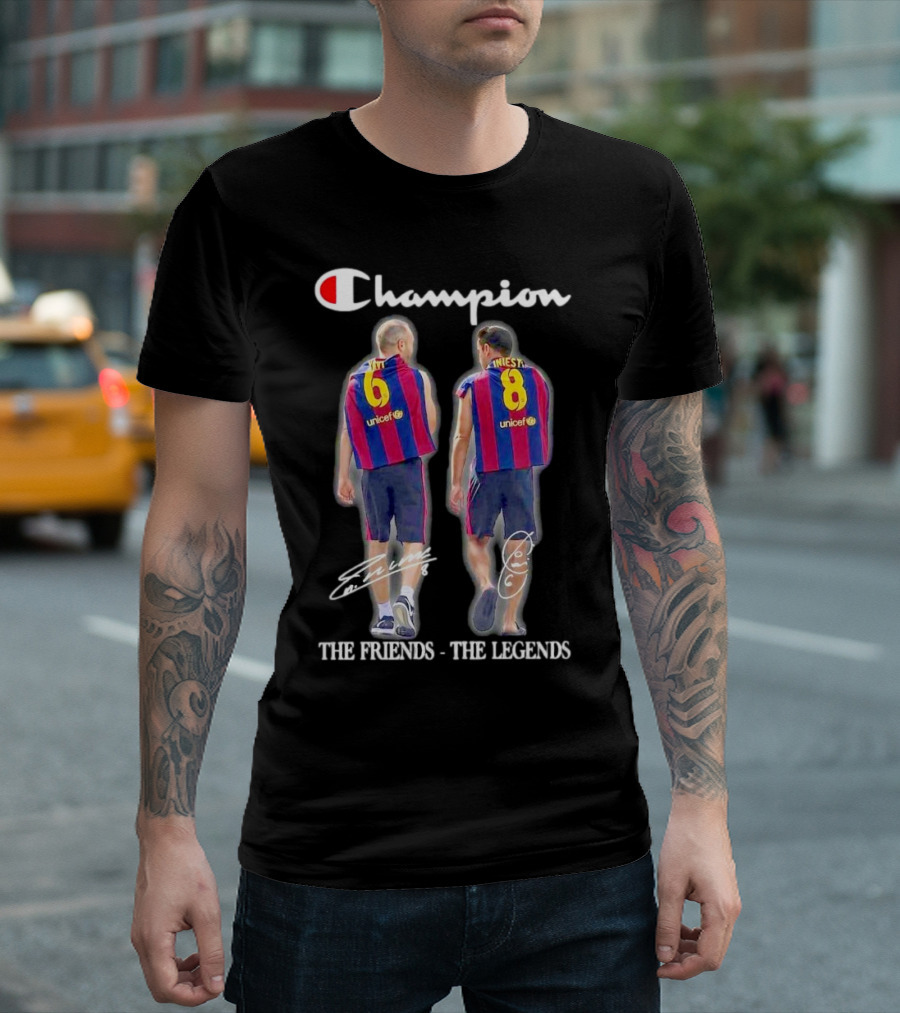 Champion Barcelona Xavi Iniesta The Friends The Legends Signatures T-Shirt