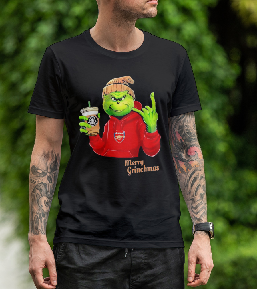 Grinch Arsenal FC Red Hoodie Merry Grinchmas Coffee Cup T-Shirt