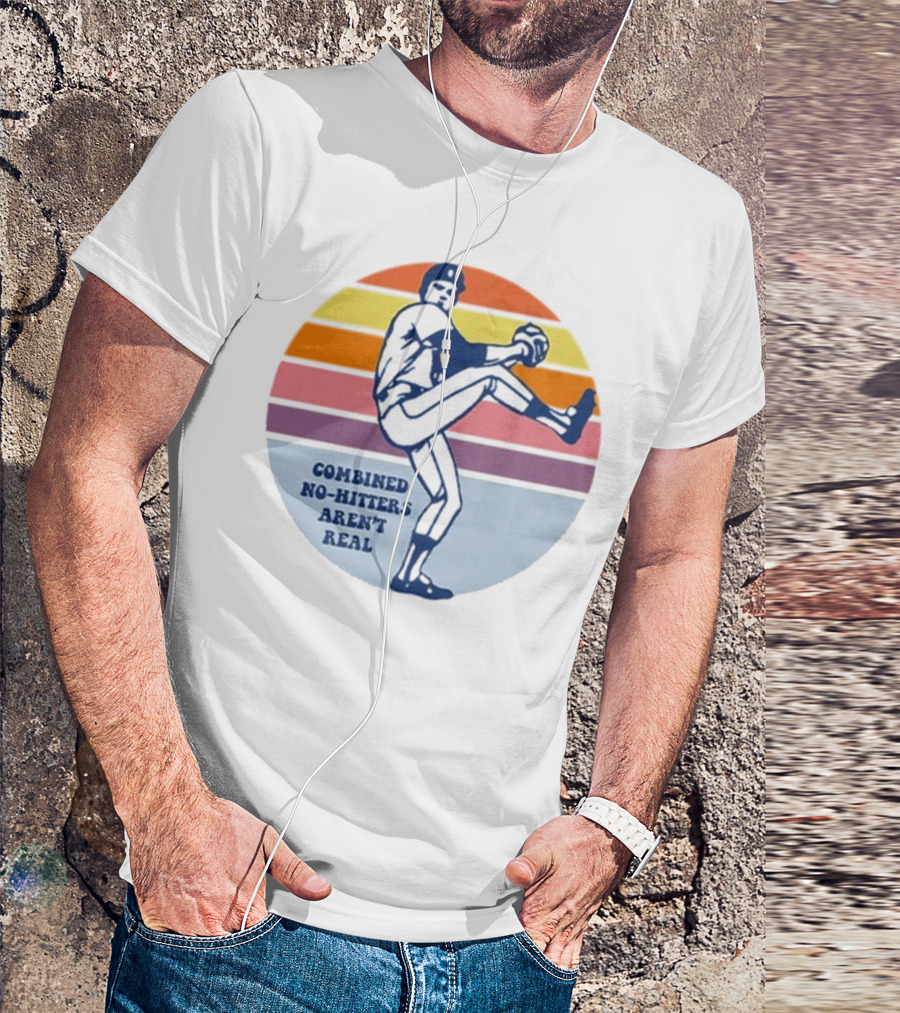 Combined No-Hitters Aren’t Real Vintage Baseball Pitcher Retro Stripes T-Shirt