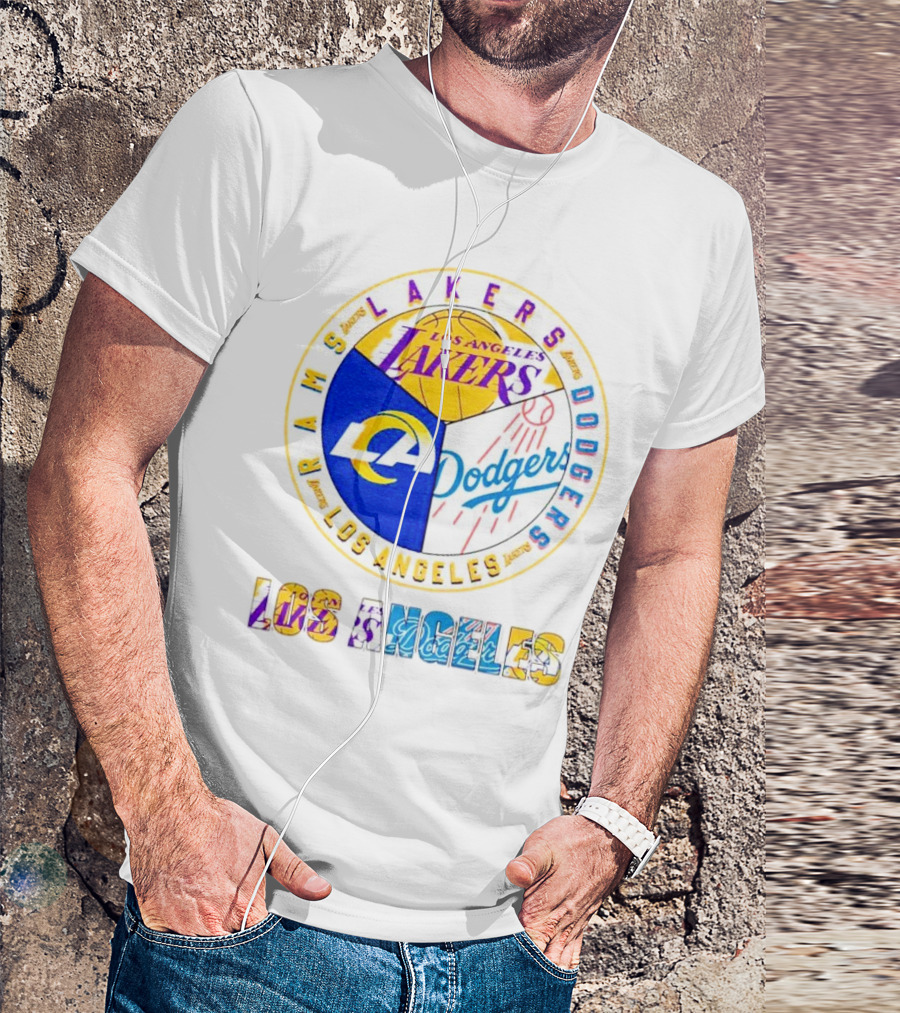 Los Angeles Rams Lakers Dodgers Circle Mashup T-Shirt