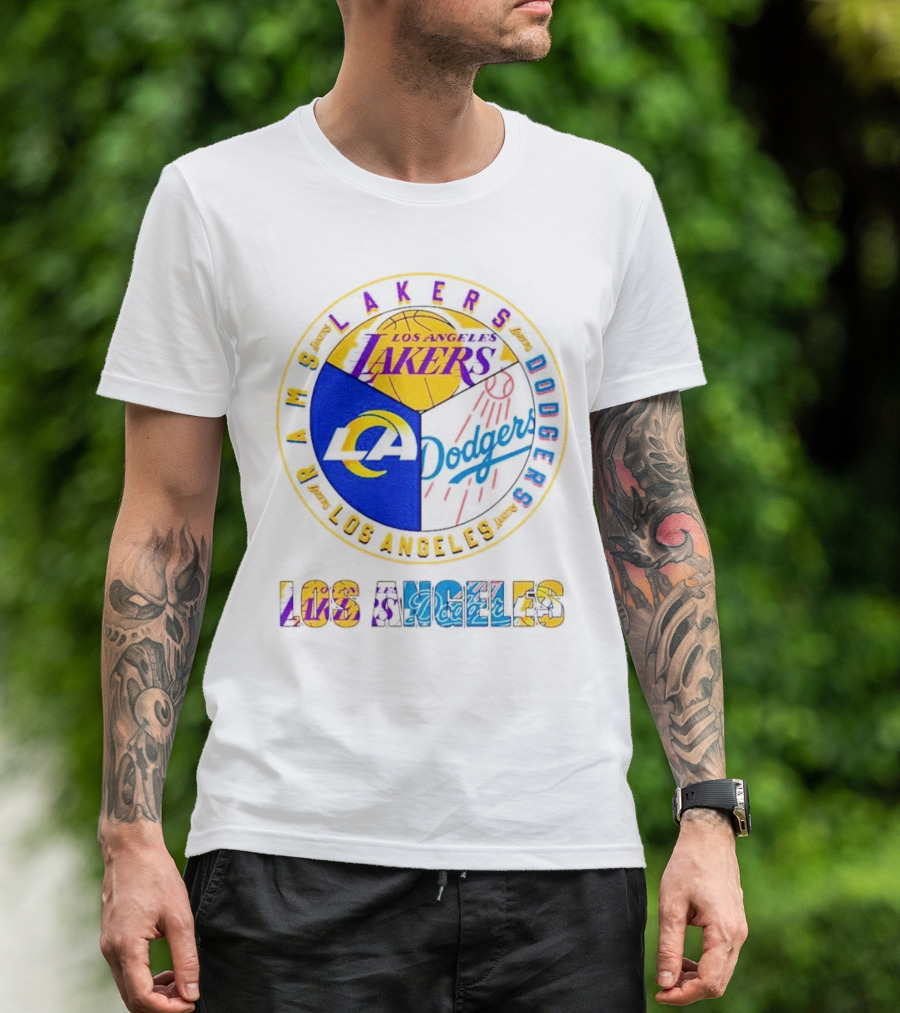 Los Angeles Rams Lakers Dodgers Circle Mashup T-Shirt